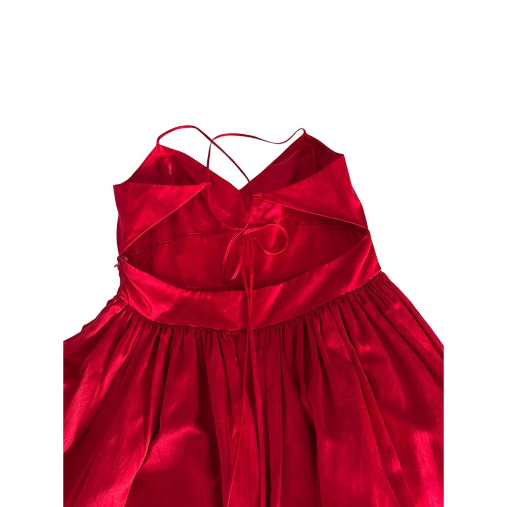 Forever 21 Red Silk Blend High Low Open Back Cocktail Dress M J05179D - Picture 8 of 13